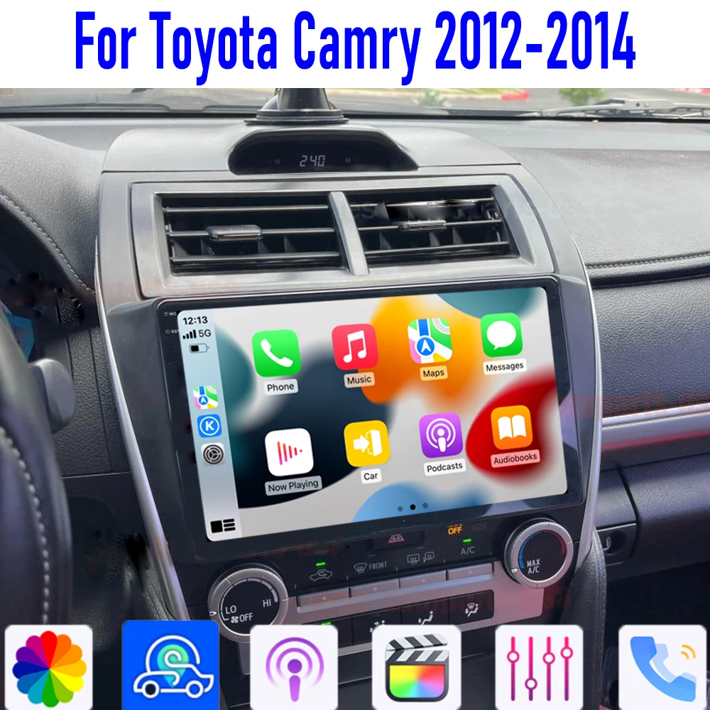 

GPS 10'' For Toyota Camry 2012-2014 Car Radio Head Unit Apple Carplay Android 15 Auto Multimedia Player 4-64GB WIFI BT Canbus