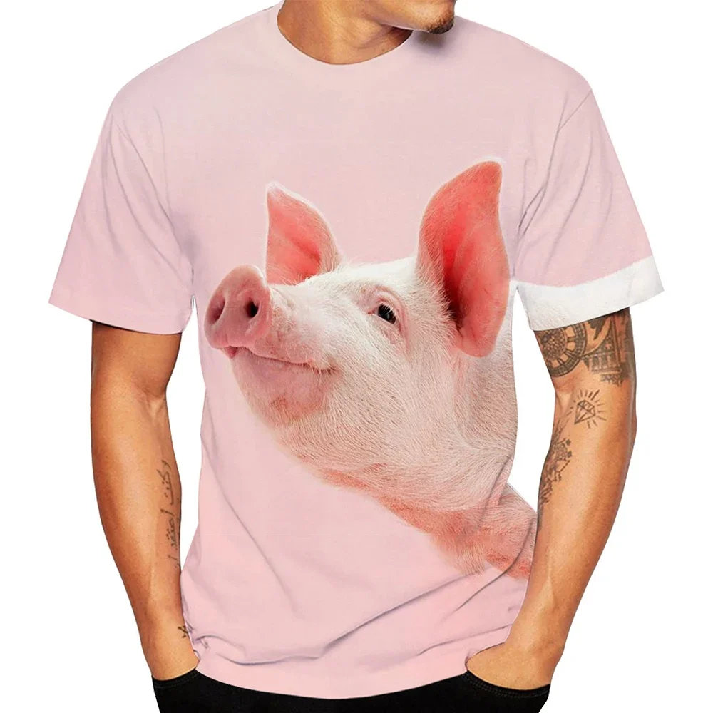 Summer New 3D Print Funny Pig T-Shirts Cute Animal Streetwear Men Women Casual Fashion Oversized T Shirt Kids Tees Tops Clothing