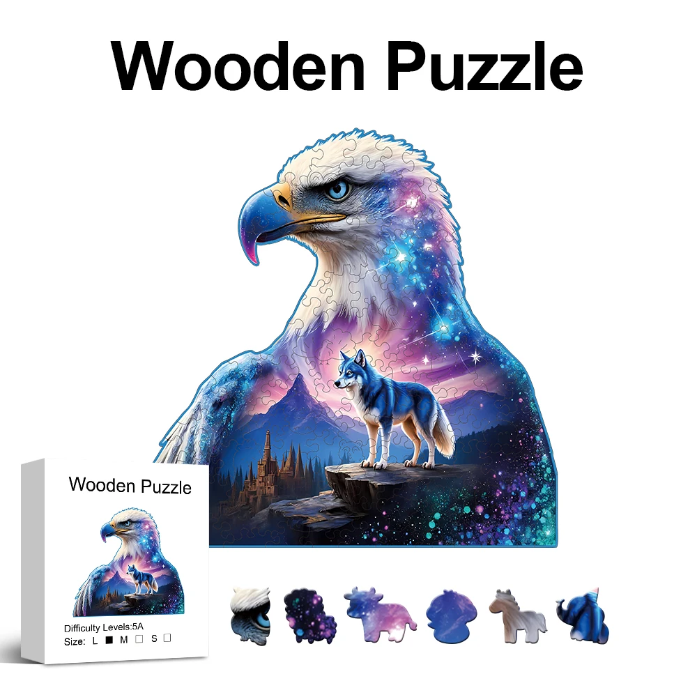 

Eagle Wooden Puzzle for Adults, Unique Shaped Pieces, Exquisite Gift Box, Brain Exercise, Room Decor, Holiday Gifts,