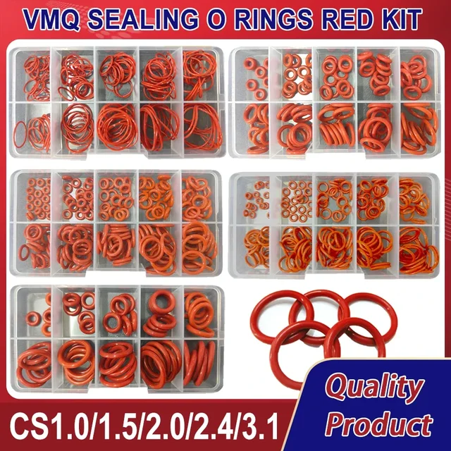 CS 1/1.5/2.0/2.4/3.1 Silikonowy pierścień uszczelniający O-ring Czerwony VMQ O-ring Uszczelki hydrauliczne Odporny na olej zestaw Oring w wysokiej temperaturze