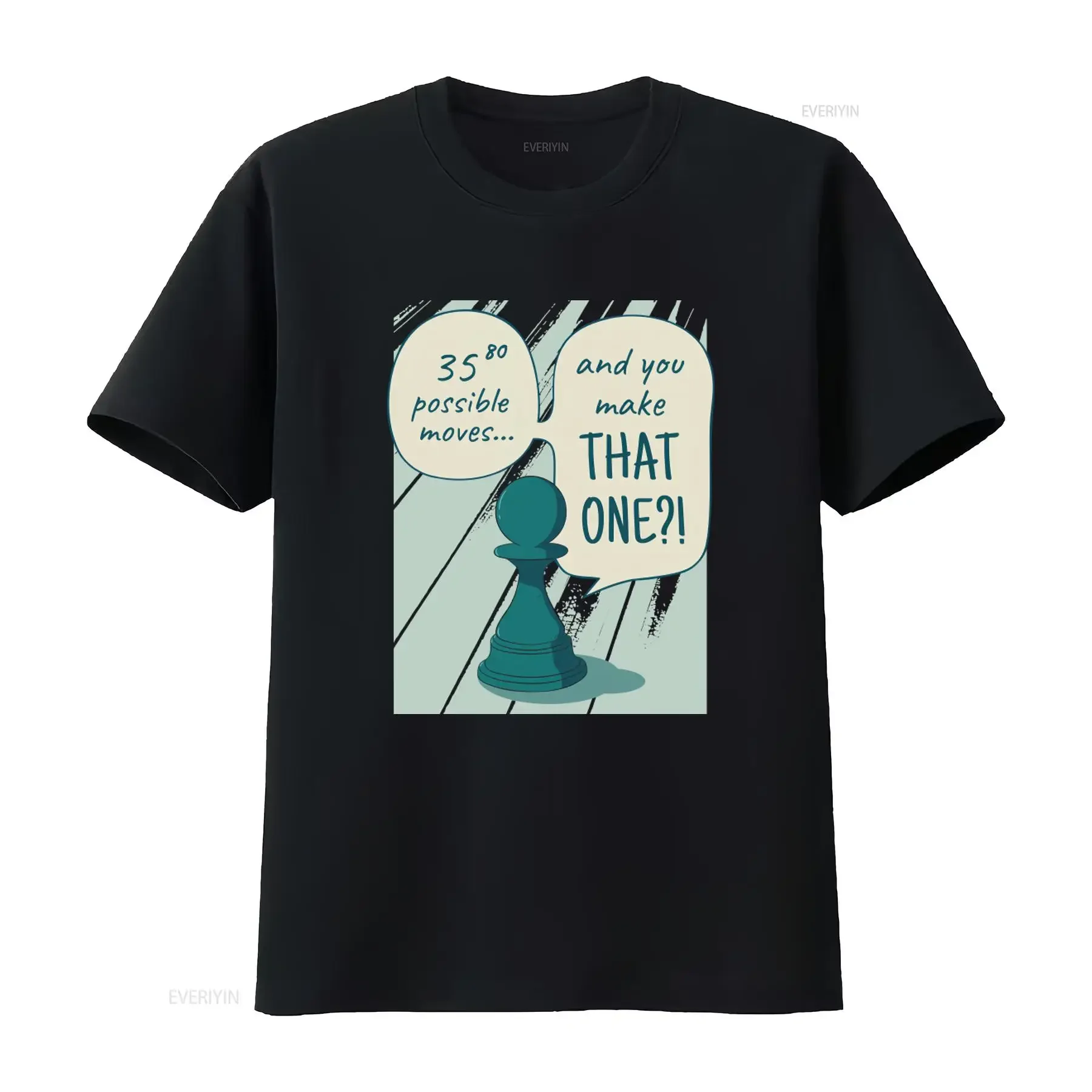Chess Moves Funny Men's Cotton T Shirt 3580 Possible Design vintage Washed Slightly Comfortable Soft streetwear Breathable