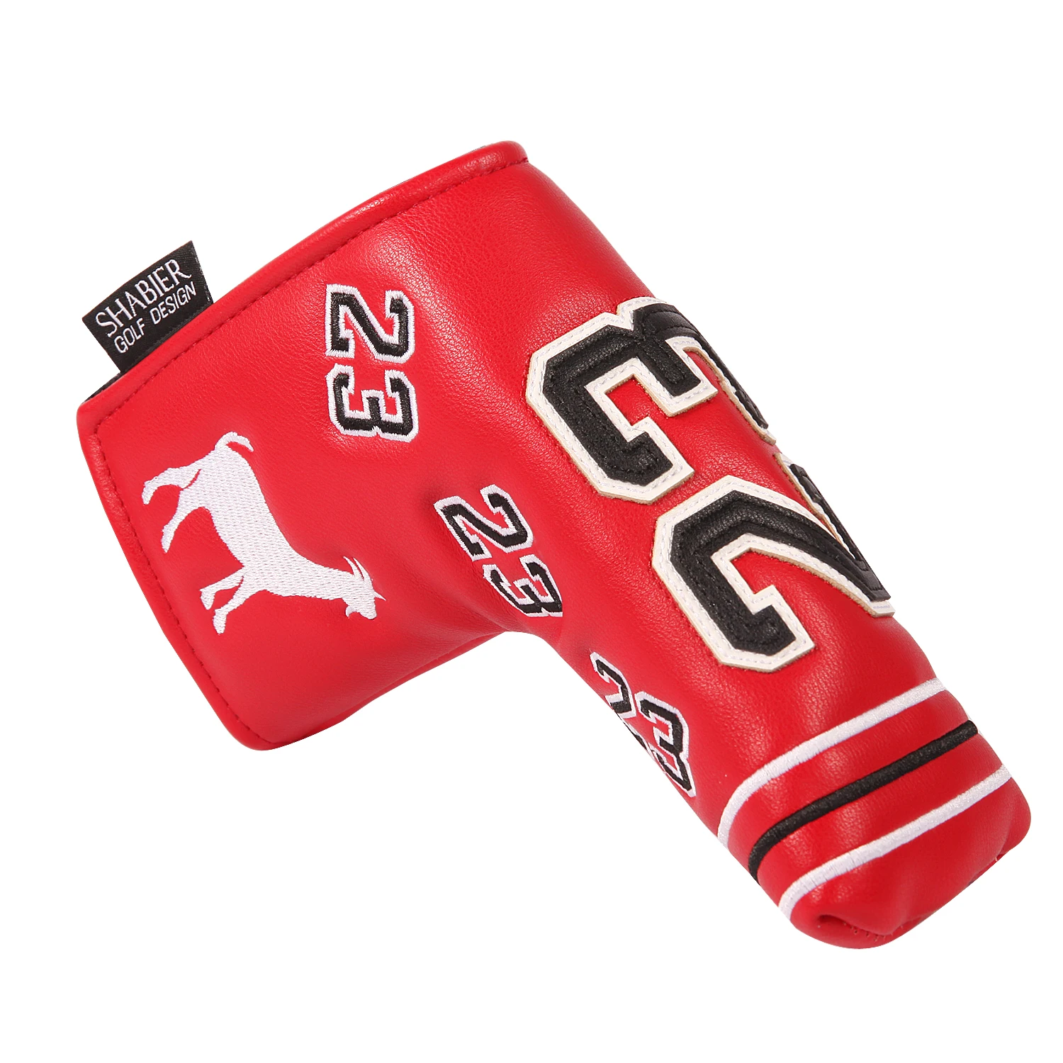 Leather SHABIER Red #23 Strong Magnetic Closure Golf Blade Putter Head Cover