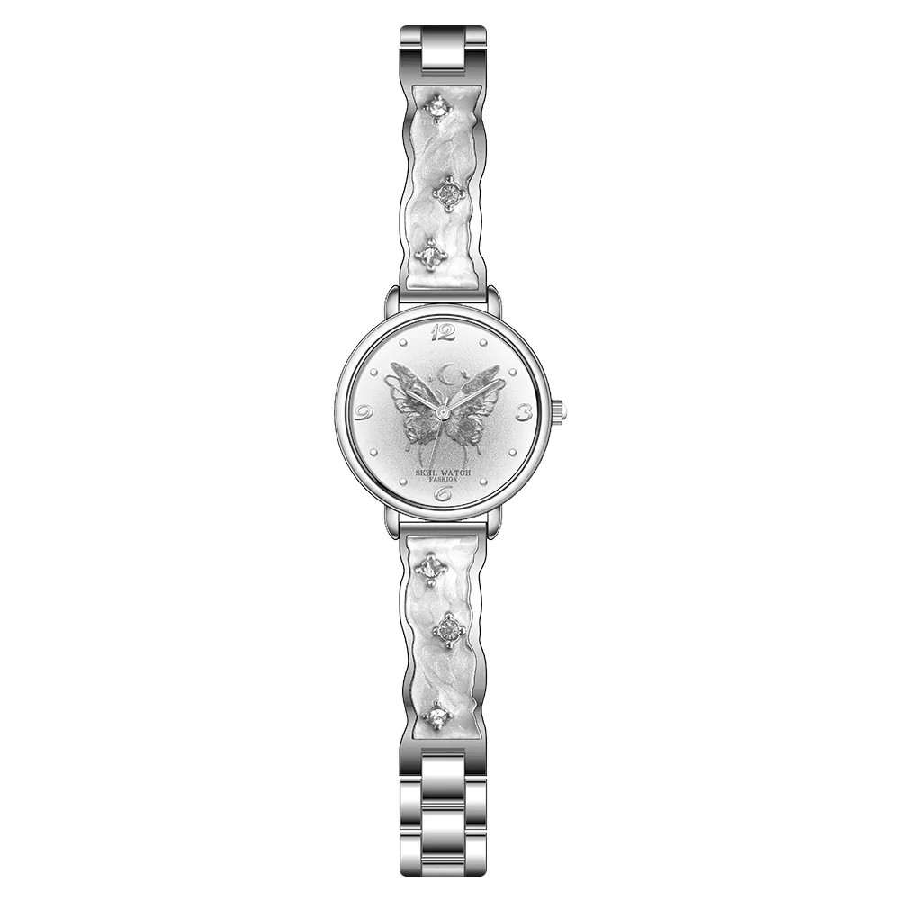 ساعة يد نسائية بسوار، ساعة يد بمزاج حالم رمادي، ساعة كوارتز فاخرة خفيفة، ساعة يد كوارتز عصرية.