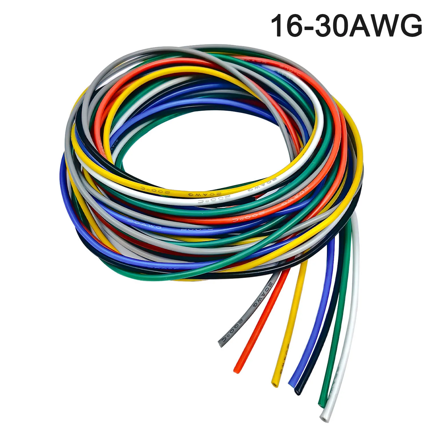 7 Color Each 10ft 16 18 20 22 24 26 28 30 Gauge Silicone Electrical Wire Kit Flexible 18 AWG Stranded Tinned Copper Wires Cable