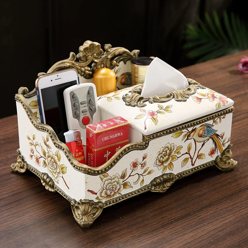 

American living room multifunctional tissue box storage box remote control European creative paper drawer luxury