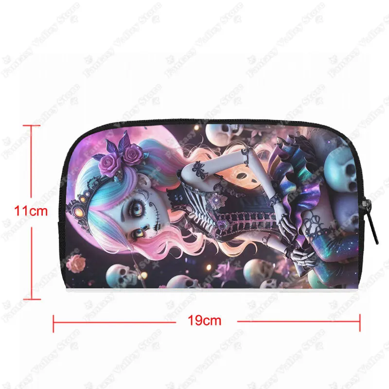 Cool Gothic Skull Fairy Print Wallet Gothic Skeleton Girl Ladies Credit Card Phone Holder Coin Money Bags Halloween Purse Gift