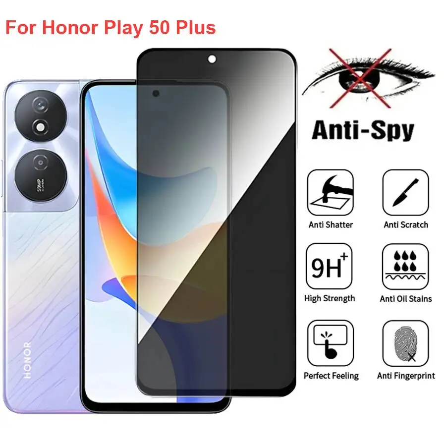 

For Honor Play 50 Anti Spy Privacy Tempered Glass Protector Compatible Play50 Plus Full Cover Screen Phone Film