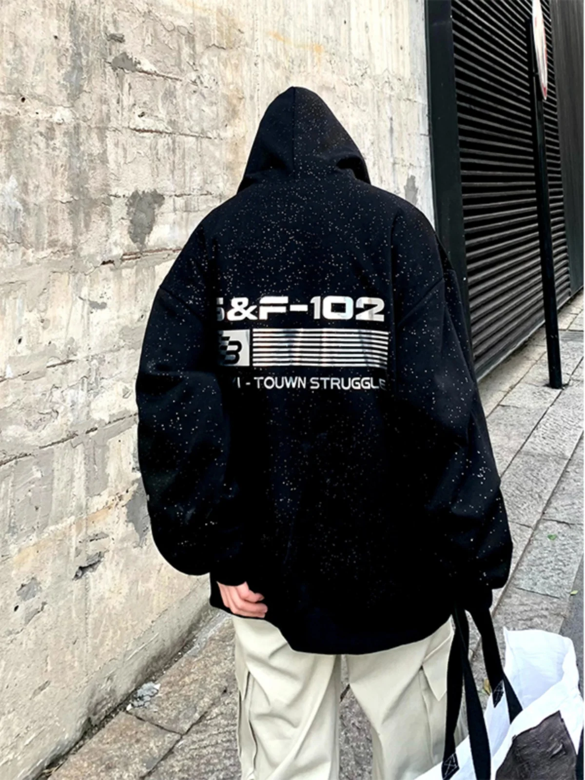 

Мужская толстовка Tianxing Bla, весна-осень 2024, новая модель в американском стиле High Street, модный дизайн, свободный крой, с принтом, повседневная.