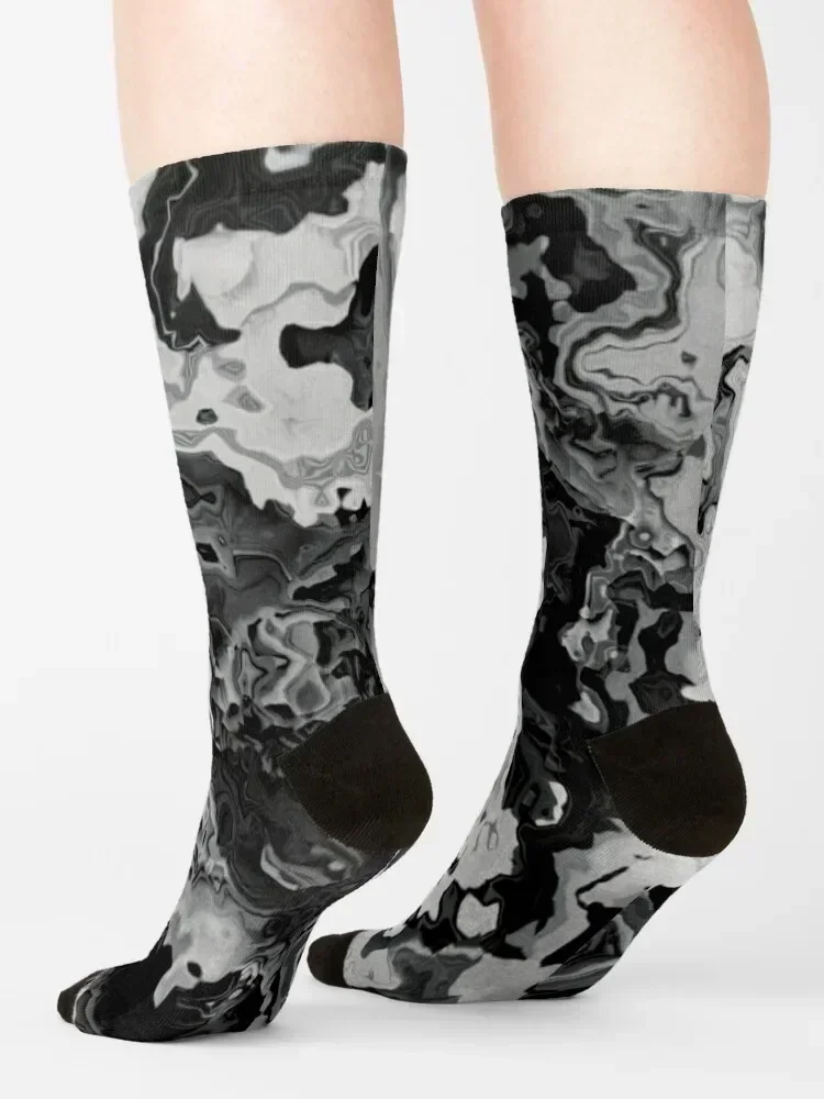 أبيض وأسود الجوارب الفنية السائلة الحرارية رجل الشتاء السنة الجديدة الطابق الرجعية الرجال الجوارب النسائية