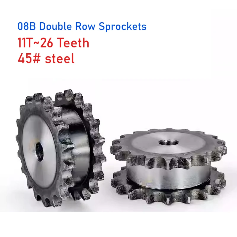 1-peca-08b-roda-dentada-falsa-de-fileira-dupla-45--movimentacao-industrial-da-corrente-do-motor-da-roda-dentada-de-aco-11-~-26-dentes