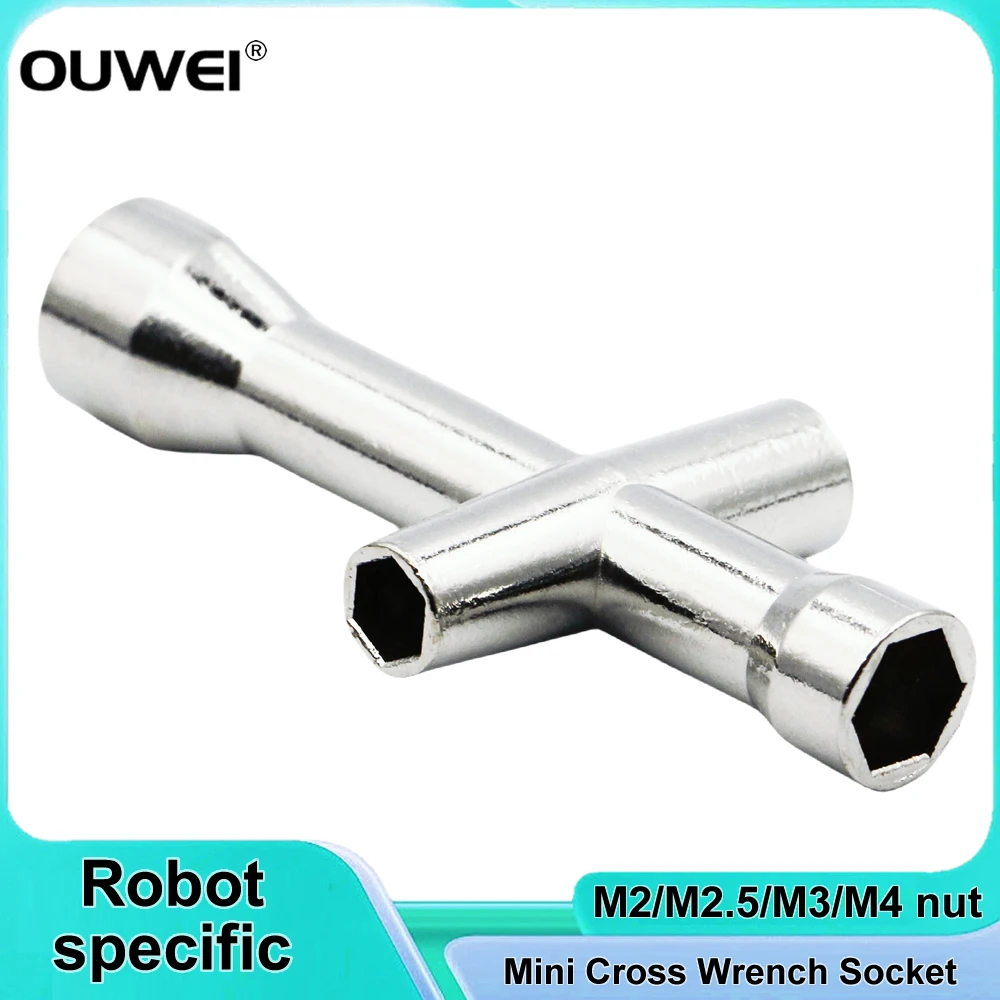 5PCS M2 M2.5 M3 M4 Sliver Alloy Steel Mini Cross Wrench Socket Spanner for RC Model  Robot Specific