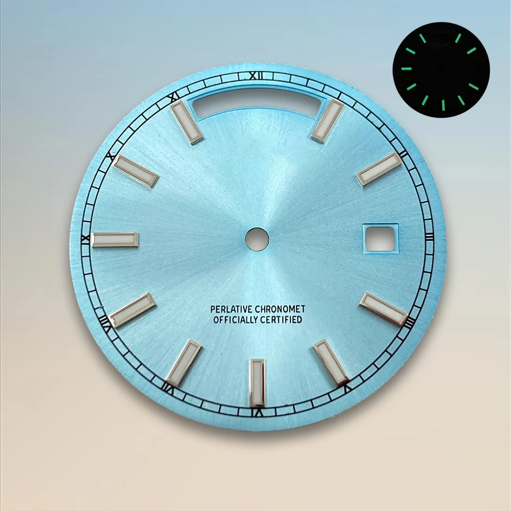 Watch modification parts 31mm S Dial Fit 8285 Movement Green Luminous Sunray Dial Day And Date Dial Watch Accessories