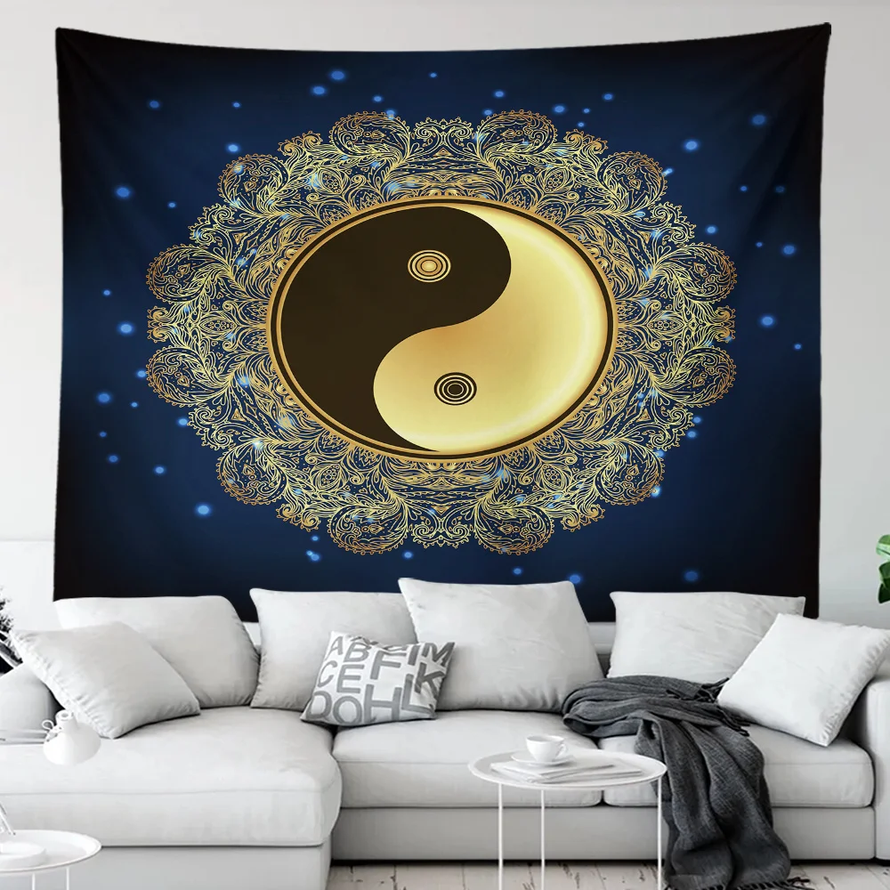 

Yin Yang Mandala Tapestry Background Cloth Hanging Cloth Bedroom Bedside Decorative Wall Cloth Rental Dormitory Tapestry