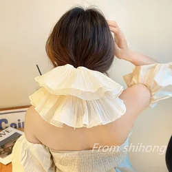 Korea Pleated Multi-layer Oversized Scrunchie Headdress 2024 Spring Summer Fashion Design Women Large Hair Band Hair Accessories