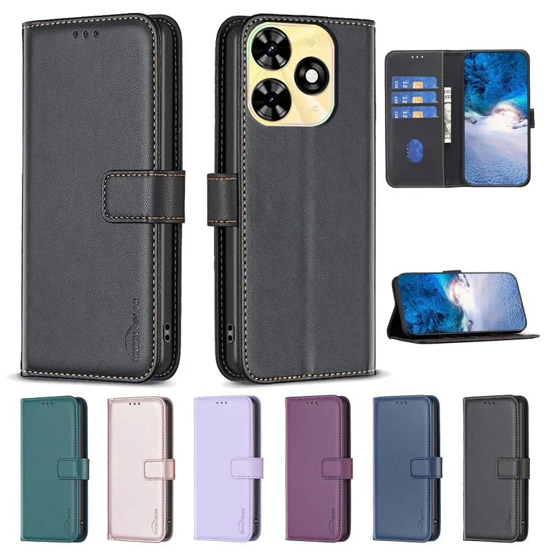 

For Tecno Spark 20 Case Leather Wallet Flip Case For Tecno Spark Go 2024 Pop 8 7 Pro 10C 10 Pro 20c 5G Cover Coque Funda Shell