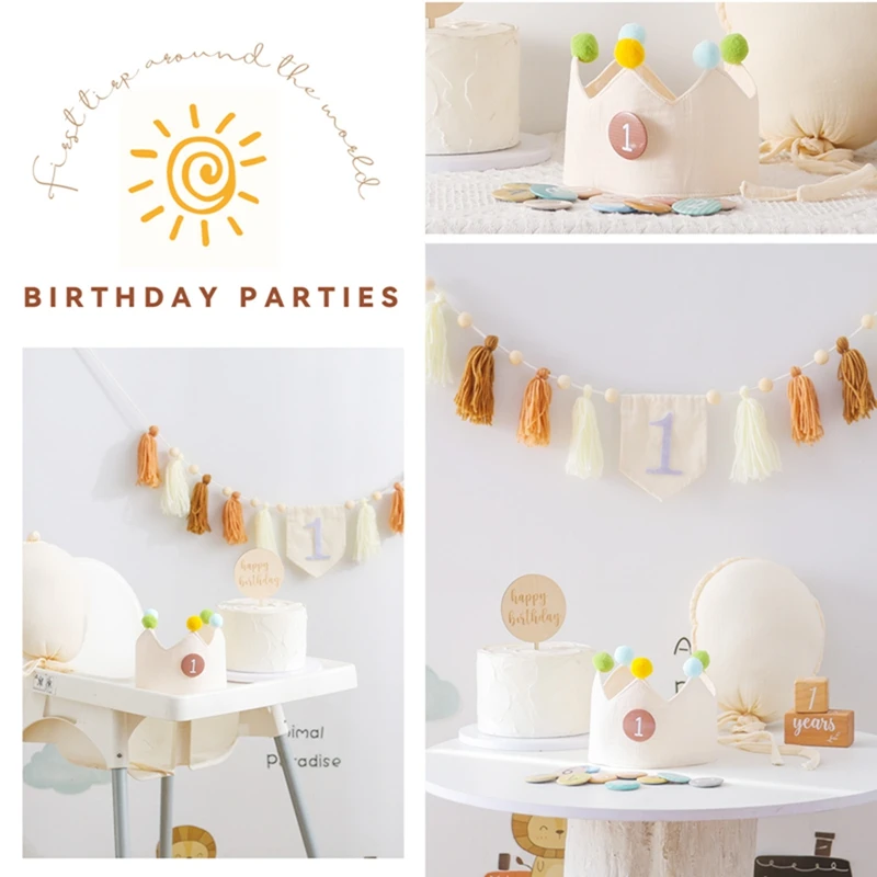 Newborn Birthday Props Baby Accessories Newborn Photography Growth Commemorative Photography Prop Soft Balloon Crown Milestone