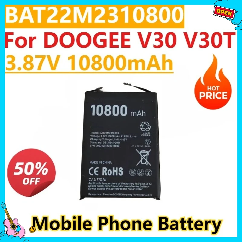 

High Quality New 3.87V 10800mAh Battery BAT22M2310800 for DOOGEE V30 V30T Mobile Phone Bateria