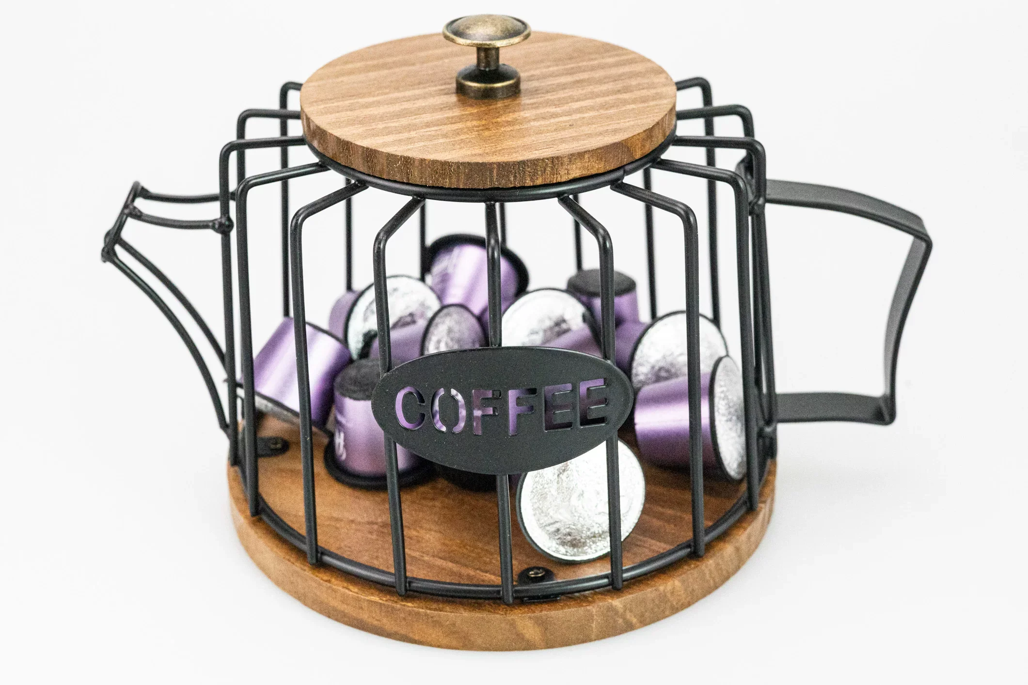 

Light luxury style stainless iron coffee letter storage basket with lid, coffee capsule snack storage rack
