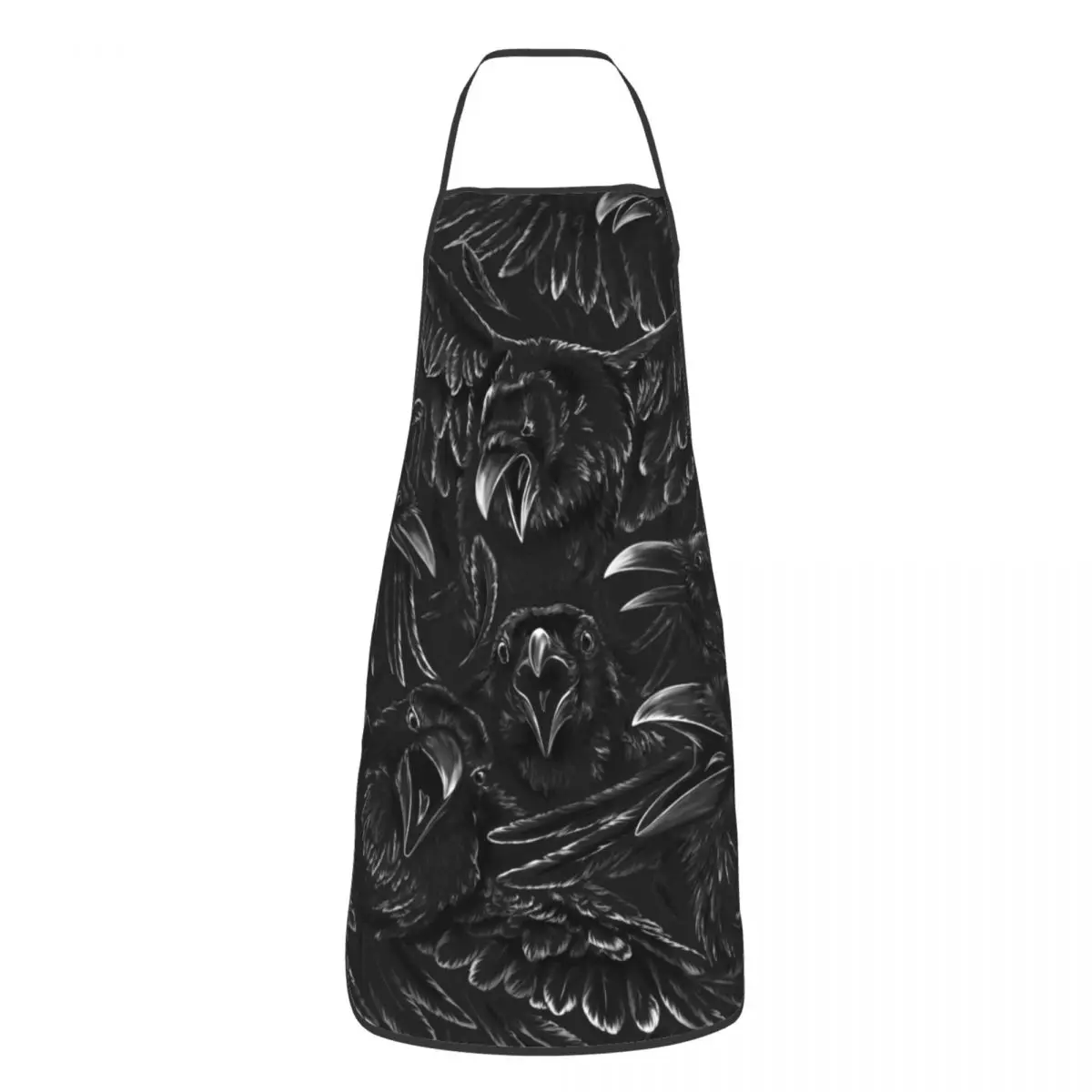 Funny Raven Rage Bib Aprons Men Women Unisex Kitchen Chef Halloween Witch Gothic Scary Crow Tablier Cuisine for Cooking Baking