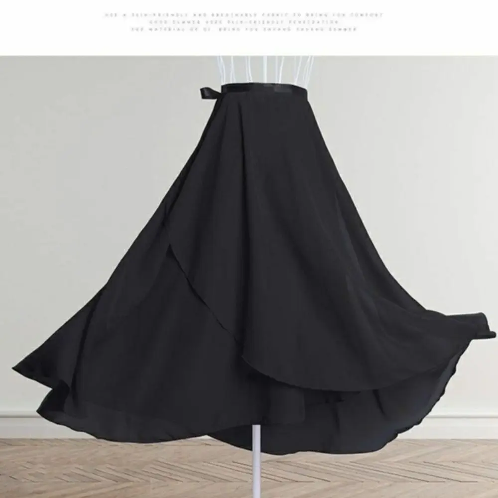 Jupe de Ballet longue à nouer, robe de danse, écharpe enveloppante, jupe Tutu de Ballet féerique, accessoires de danse de couleur Pure, jupe longue de danse en mousseline de soie