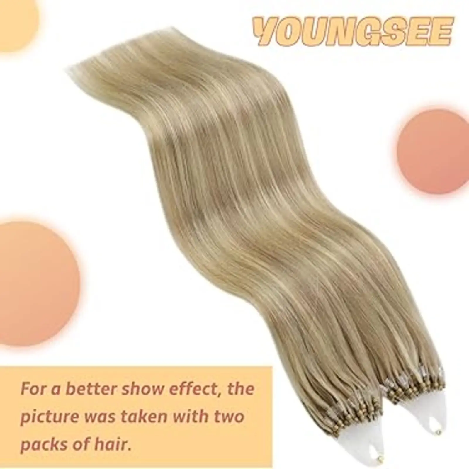 [สีแฟชั่น] YoungSee Micro Ring Loop Hair Extensions Seamless Micro Bead Remy Hair Extension สําหรับผู้หญิง 50G