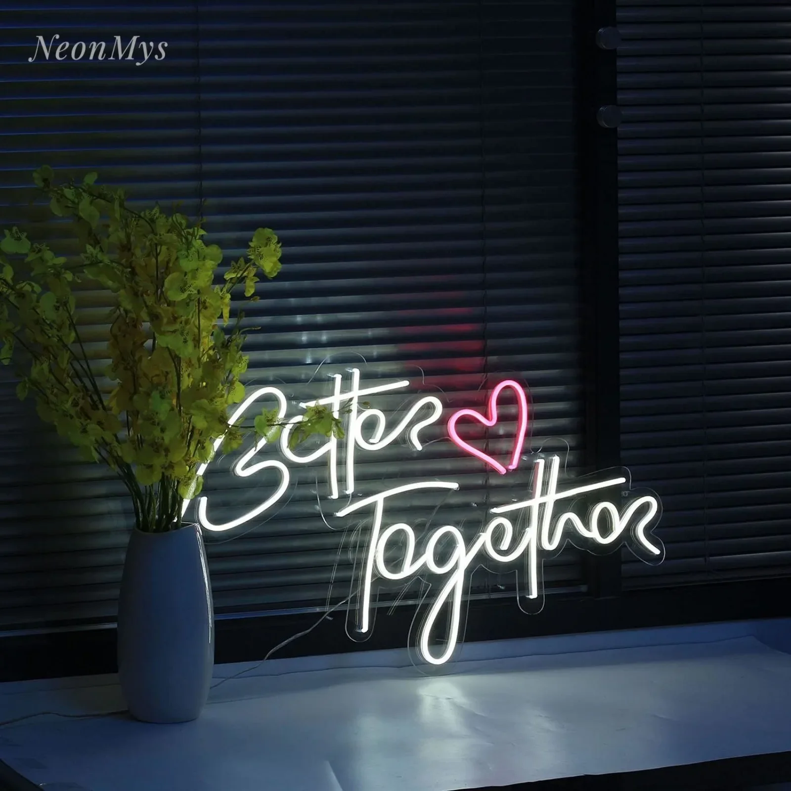 Better Together Neon Sign for Wedding Bedroom Decor Led Lights Party Room Engagement Couple Personalized Gift Wall Decor