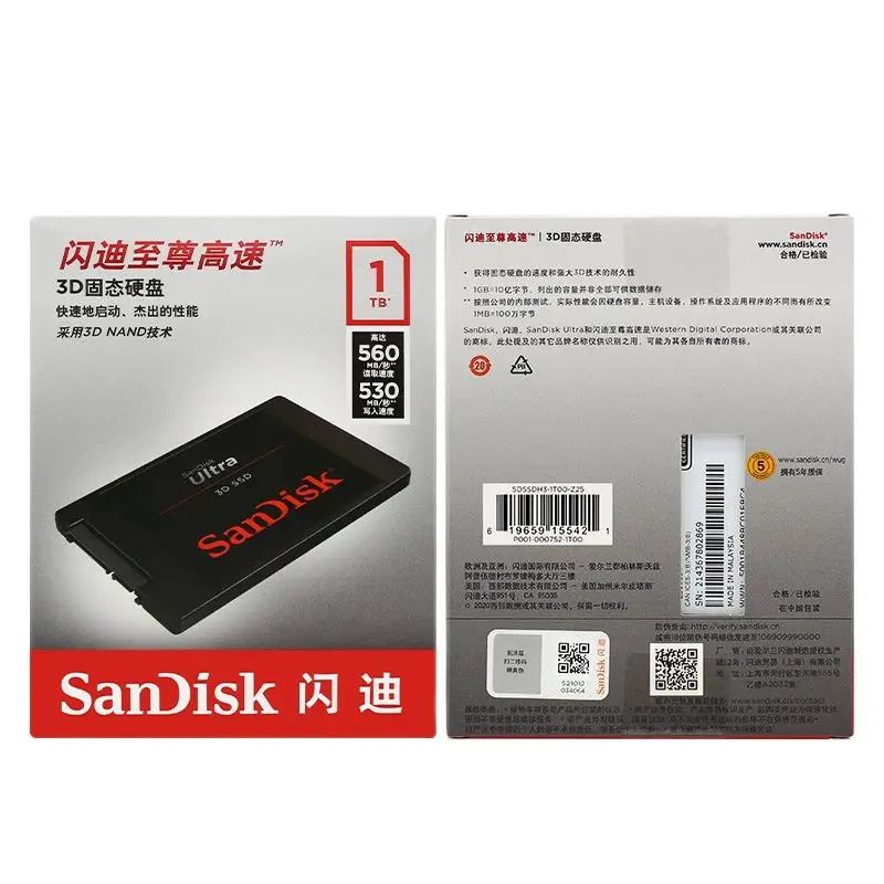 Sandisk SSD 3D สูง500GB 2TB 1TB 2.5นิ้ว Solid State Drive ฮาร์ดดิสก์ Sata III HDD สำหรับโน้ตบุ๊คพีซี