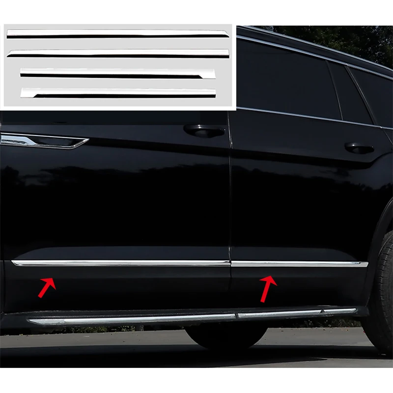 For Volkswagen Atlas Teramont 2018-2023 Stainless steel Chrome Stainless Side Door Body Anti-Scratched Protector Molding Trim