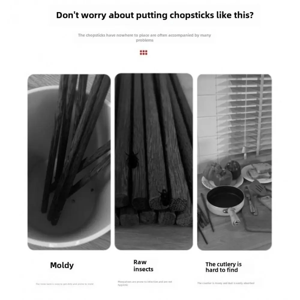 Punch-free Wall-mounted Chopstick Cage Draining Ventilated Chopstick Storage Box Space-Saving Good Load-bearing