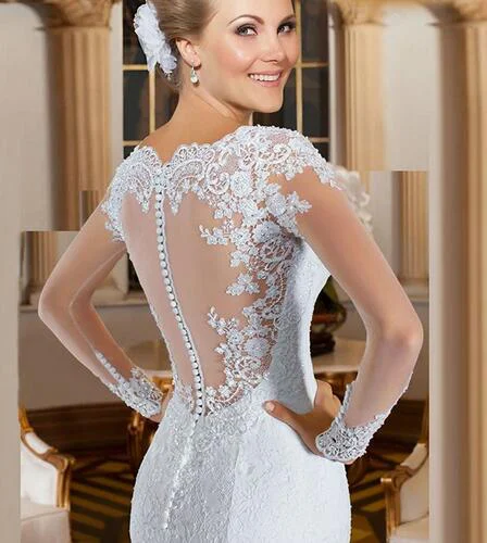 Europe Mermaid Wedding Dress M03 2025 New Small Pearls Beaded Embroidery Lace Mermaid Wedding Dresses Brazil