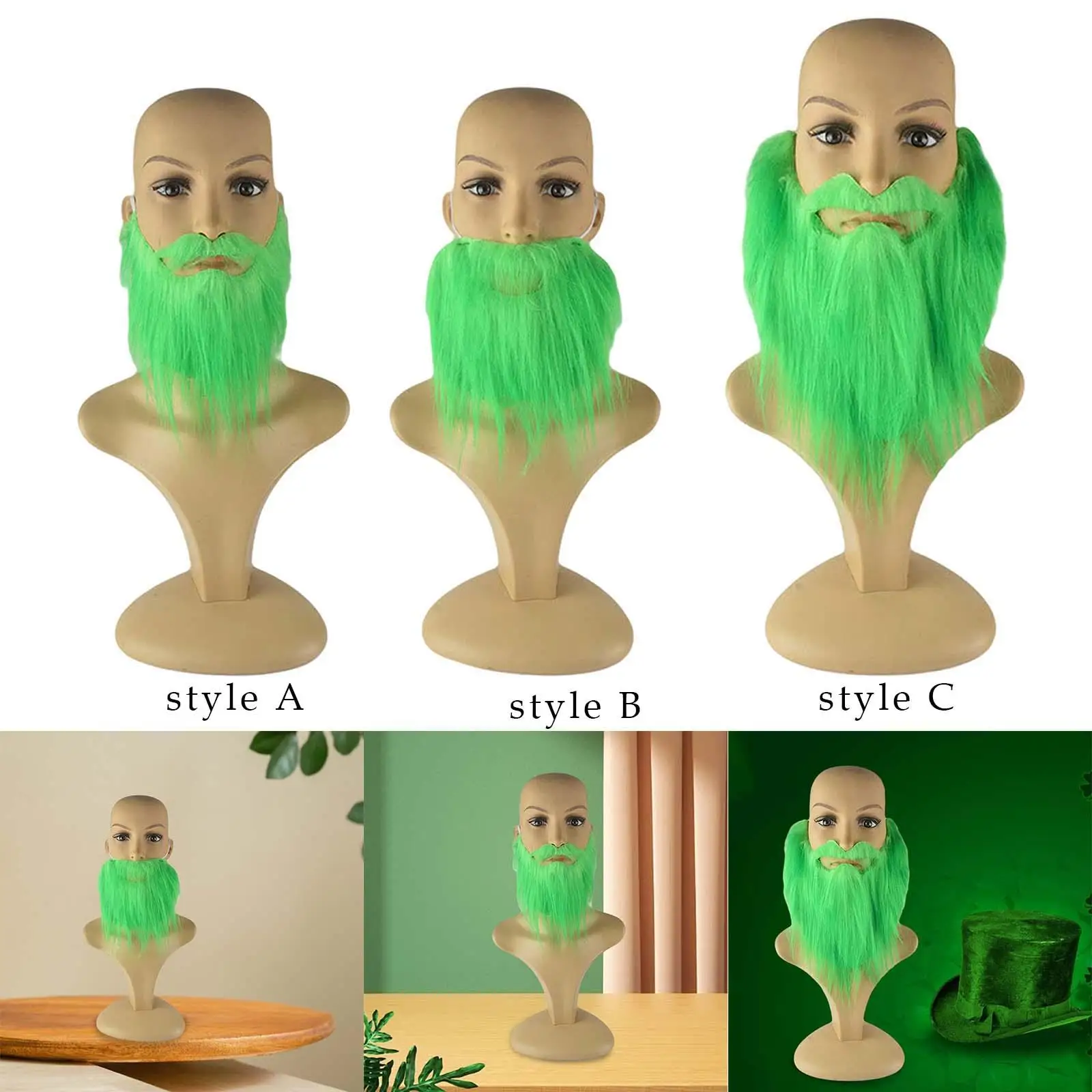 Fake Patricks Beard Mustache Costume Accessories Outfits Props Fancy Dress