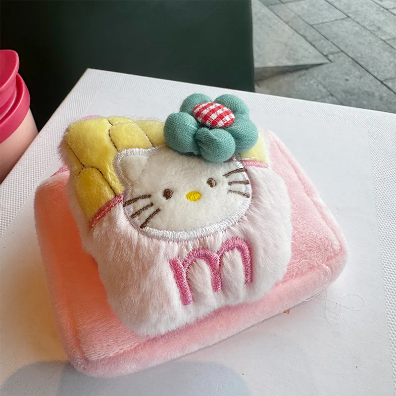 กระเป๋าใส่เหรียญ/ลิปสติก/หูฟัง ลายเฮลโลคิตตี้ รูปแมวสี่เหลี่ยม สีชมพู