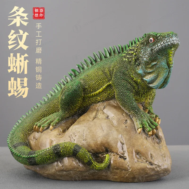 

Striped Lizard Painted Ornament Small Lizard Brass Crafts Home Living Room Study Ornament