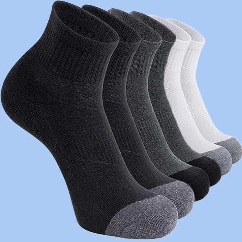 6/12 Pairs Black And White Spring And Summer Men's High Quality Short Tube Socks Elastic Cotton Socks Basketball Sports Socks