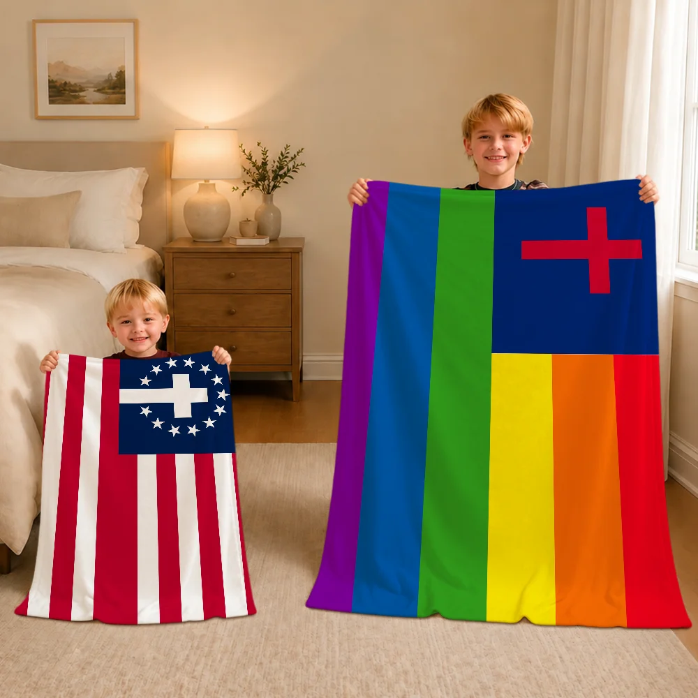 Christian Ecumenical Blanket Warm Soft Plush Blanket For Sofa Living Room Nap Home Bedroom Travel Gift Flannel Pet Hogar