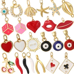 Boho Tarot Card Heart Charms for Jewelry Making Supplies Golden Y2k Eye Charm Dijes Diy Woman Earrings Necklace Braclet Pendant