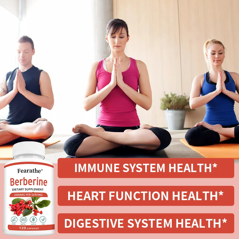 Berberine Supplement 2000 Mg - Natural Vegetarian Supports Immune System, Heart, Cardiovascular Health, Digestion - Non-GMO