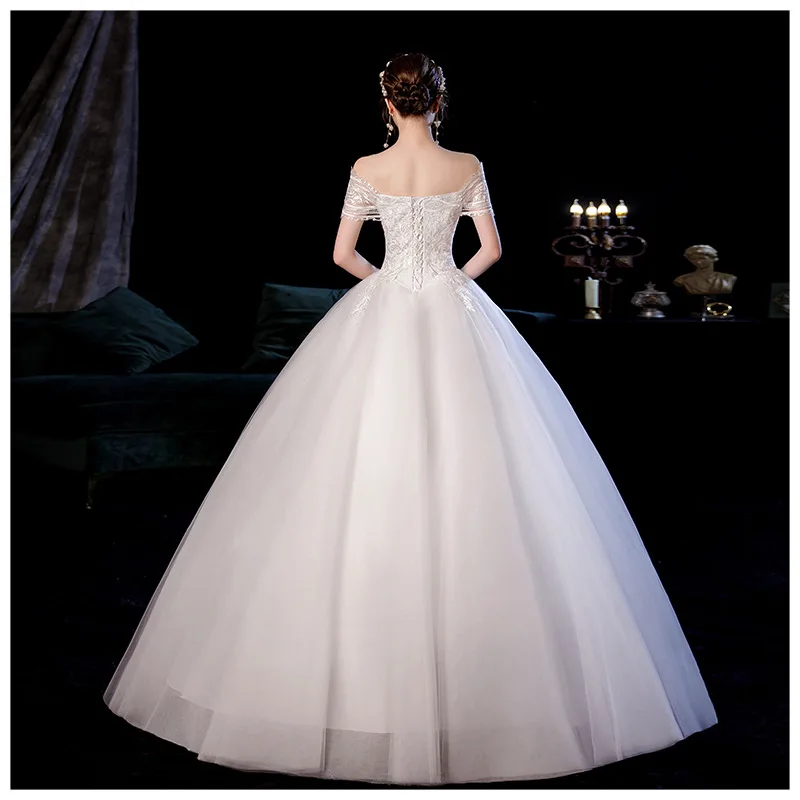 Bride dresses Wedding Dress white lace off-Shoulder Gift elegant Formal Luxury bespoke H982