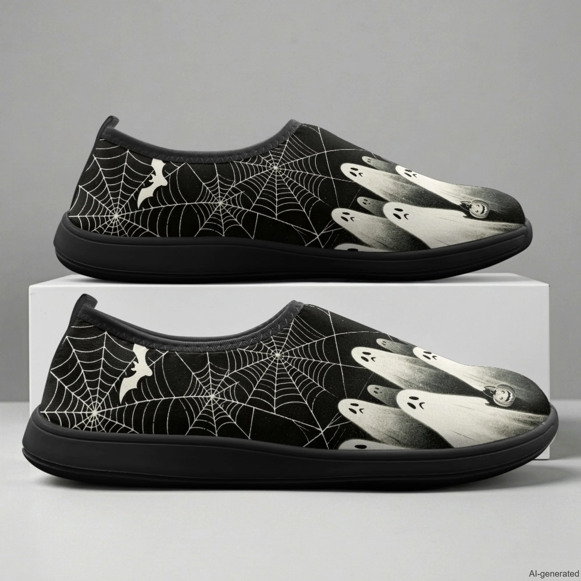 XIXIRIMIDO Slip-on Wide-toed Shoes Men's Breathable Mesh Shoes Halloween Ghosts Women Sneakers Man Shoes Tenis Feminino 36-46
