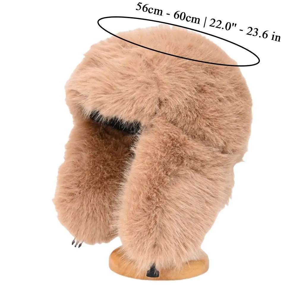 أزياء المرأة أفخم رقيق منفذها القبعات الشتاء الدافئة الصياد طيار جندي إيرفلاب يندبروف الدافئة سدادات حماية الأذن قبعة تزلج بيني #6