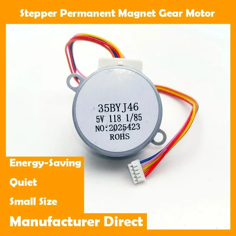 Motor de Passo 35BYJ46 5V com Engrenagens de 4 Fases e 5 Fios, para Função de Oscilação de Aquecedor de Ar Quente