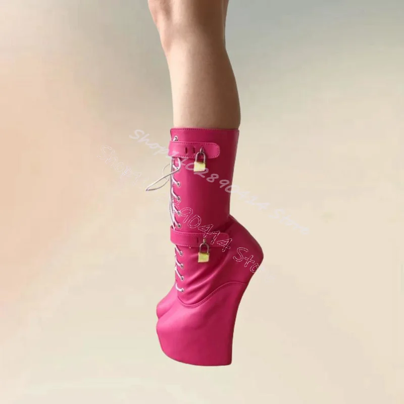 Botas de tacón de estilo extraño Para mujer, Zapatos con cordones cruzados, ideales Para fiestas, banquetes, citas, Ballet y bailes, color rojo y rosa, 2024