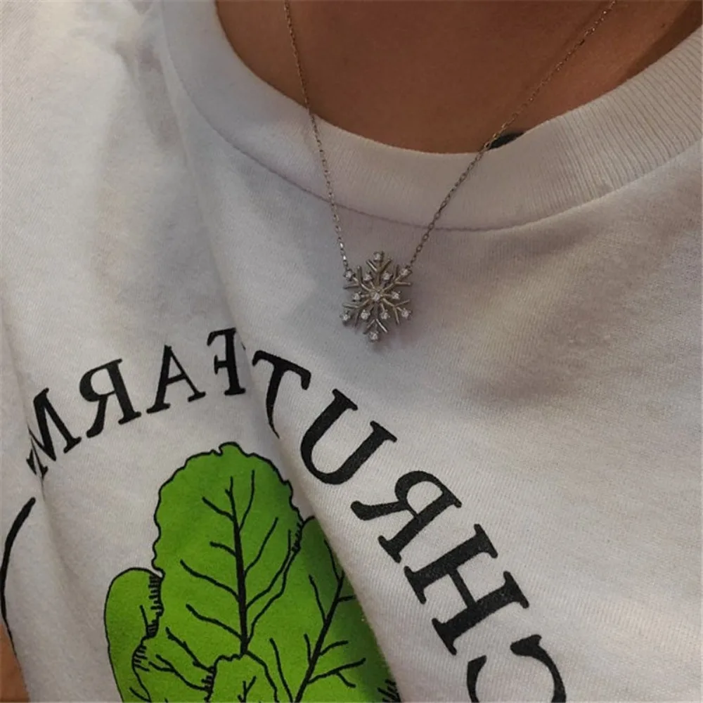 شخصية أزياء عيد الميلاد الحلي ندفة الثلج كريستال قلادة المجمدة مربع كريستال ندفة الثلج قلادة قلادة