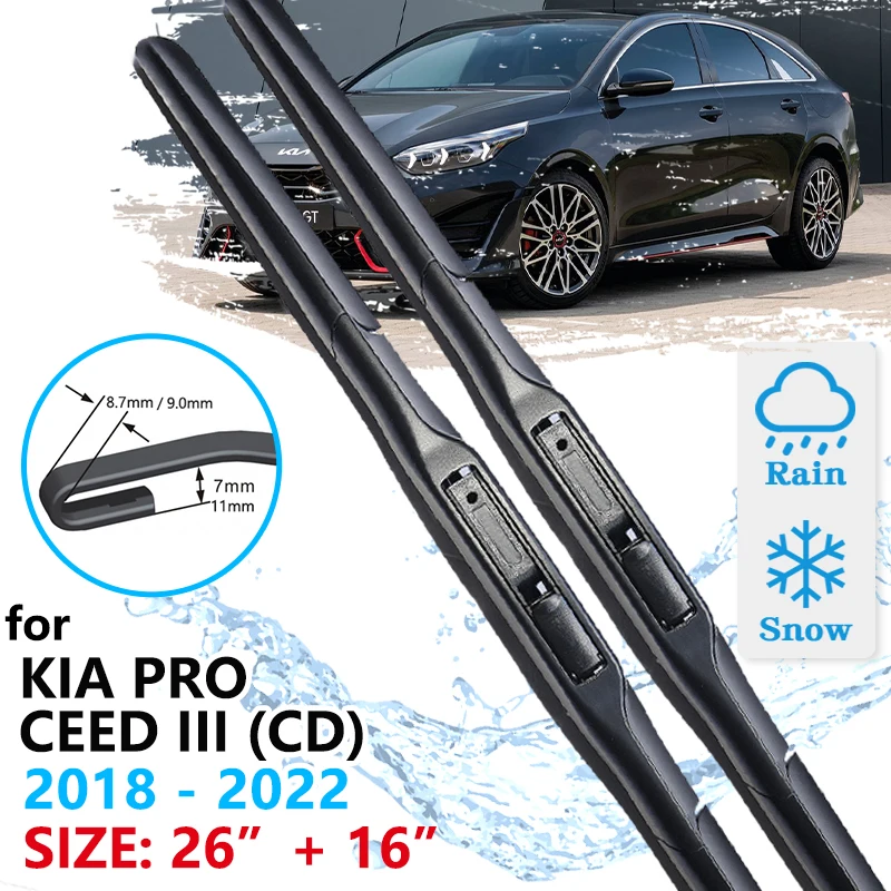 Car Front Wiper Blade For KIA Pro Ceed Mk3 CD 2018 2019 2020 2021 2022 Cee'd Windscreen Windshield Windows Wipers Accessories