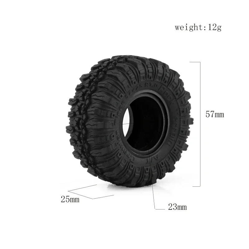 1/18 1/24 RC 크롤러 자동차용 부드러운 고무 휠 타이어, 암석 지형, 1.0 인치, 56x22mm, 축 SCX24 TRX4M AX24