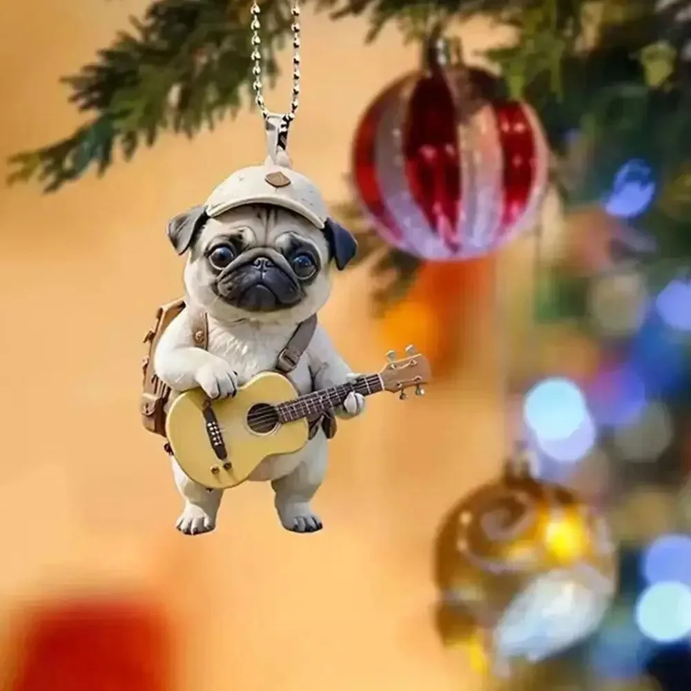 Pendentif plat 2D chien/chat pour suspension, ornement de miroir de voiture, moto ou guitare