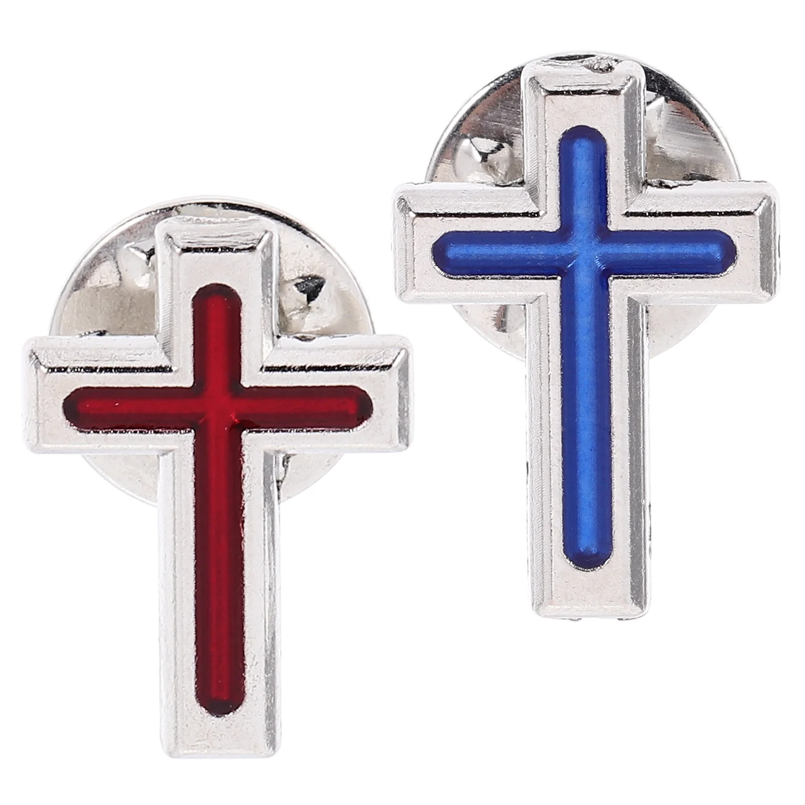 2 Pcs Chest Button Badge Cross Lapel Pin Christian Tie Clips for Men Brooch Chaplain Suit