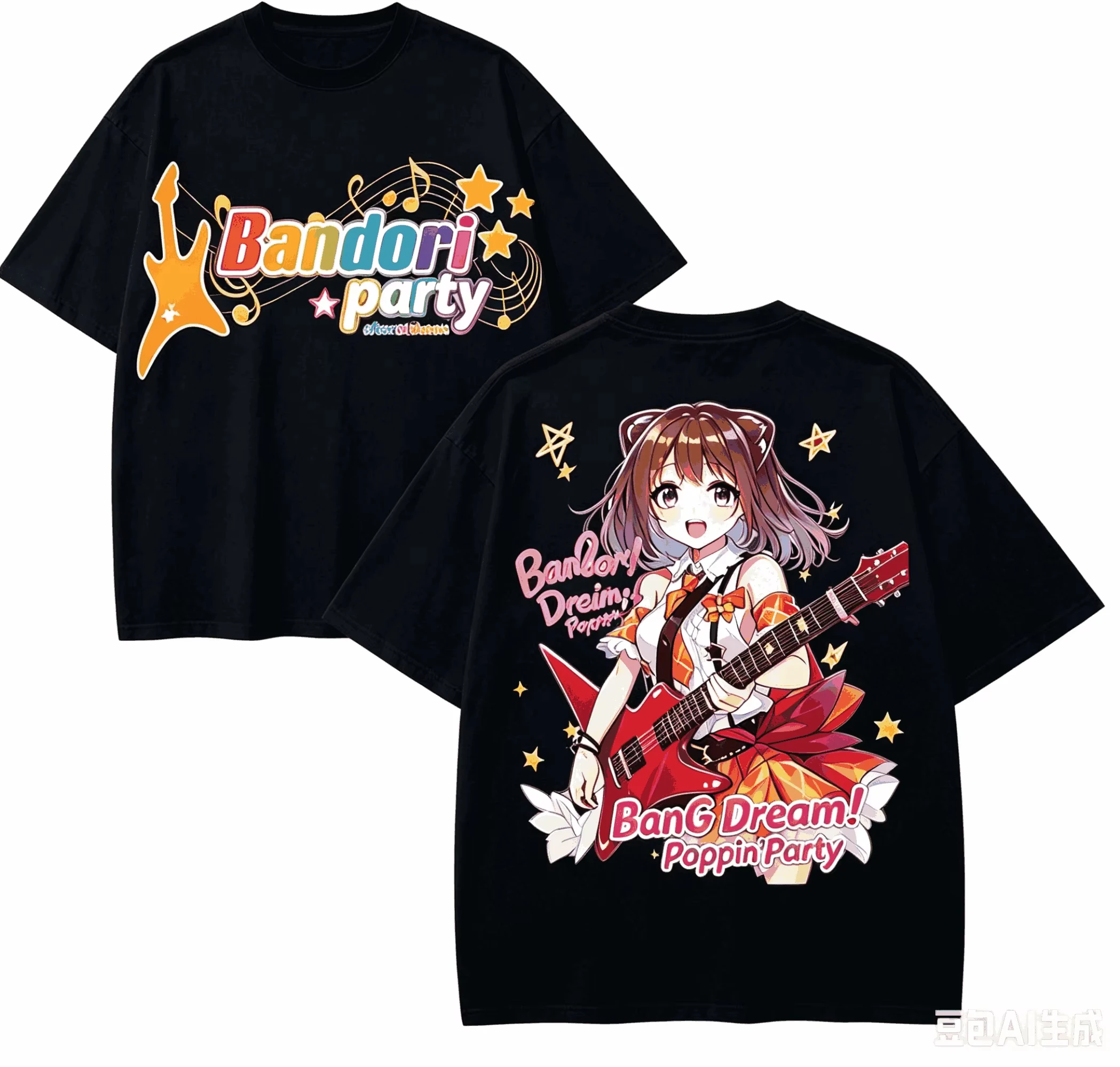 BanG Dream! Retro Fashion Oversized Unisex Fashion Street Casual Tee Classic Loose Streetwear Trendy Cotton high quality soft