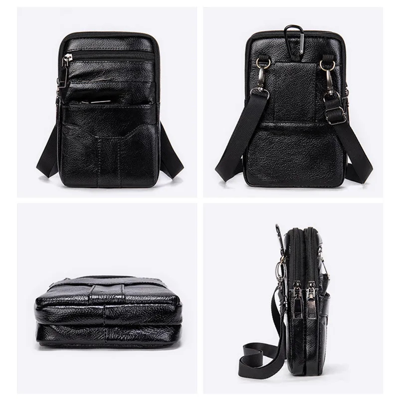 Men's PU Leather Waist Packs Phone Pouch Bags Waist Bag Male Small Chest Shoulder Belt Bag Designer Crossbody Bags