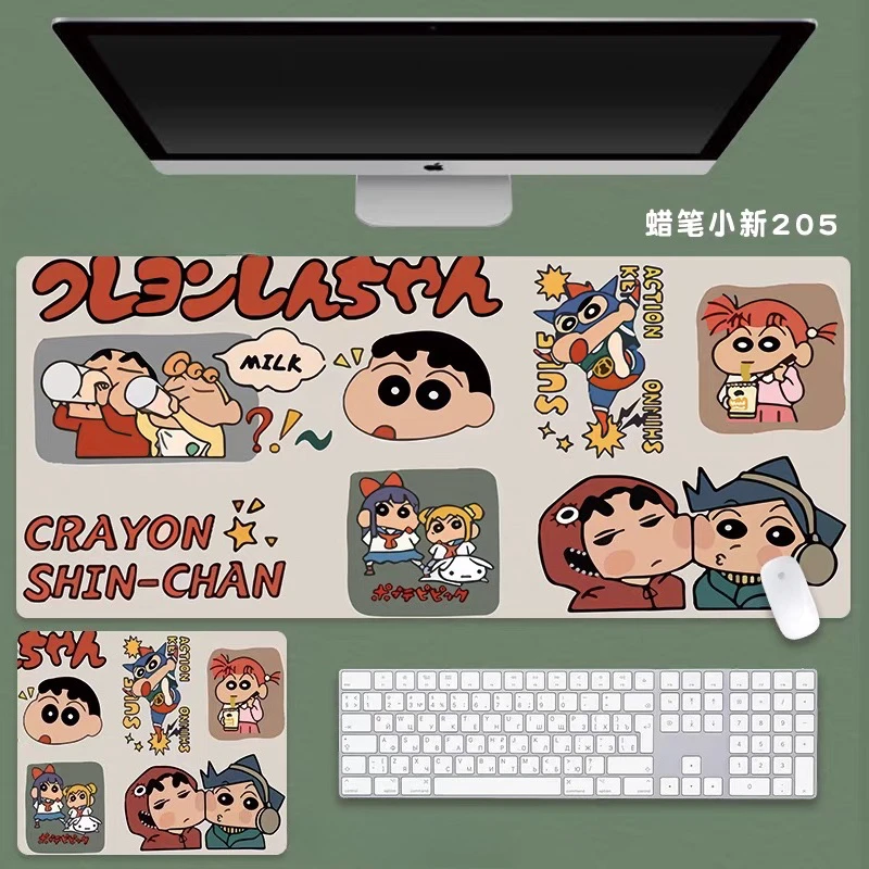 Multi Size Leather Mouse Pad Crayon Shin-chan Mouse Pad Cute Animation Cartoon Two-dimensional E-sports Game Computer Table Mat